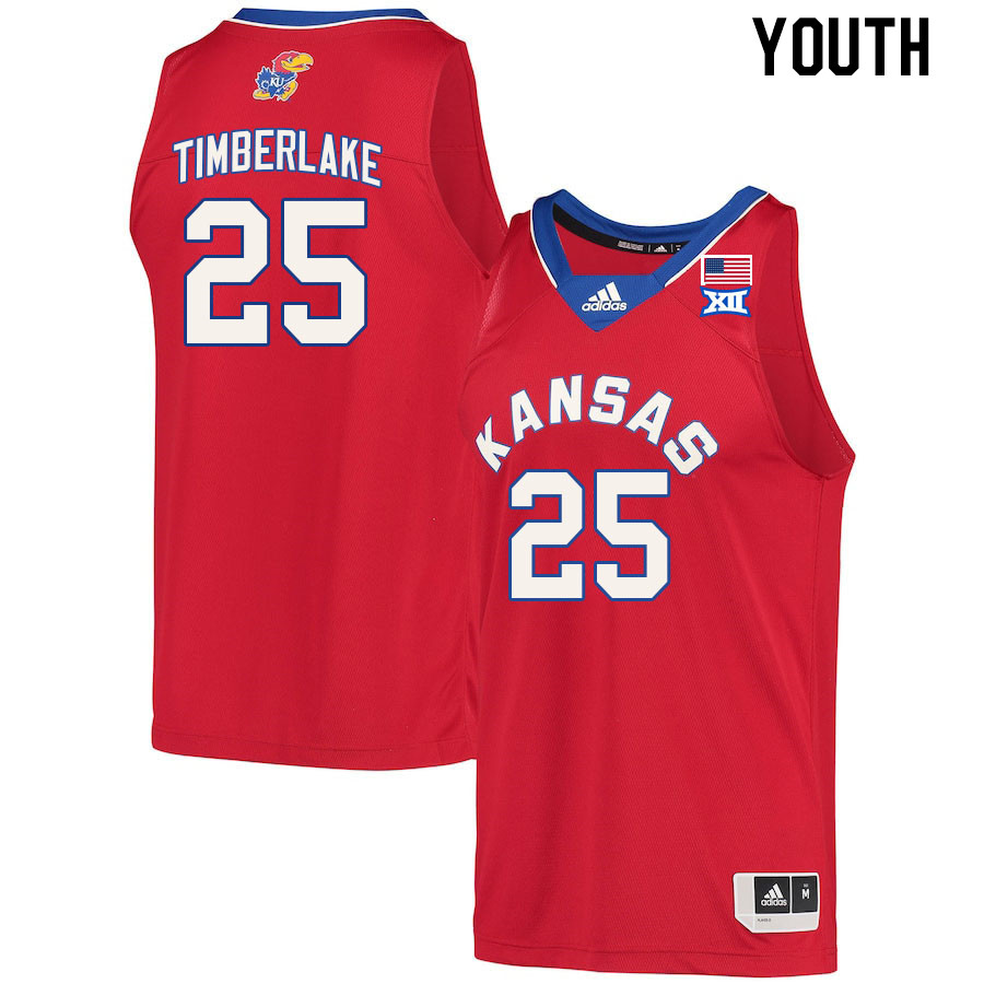 Youth #25 Nicolas Timberlake Kansas Jayhawks College Basketball Jerseys Stitched Sale-Red